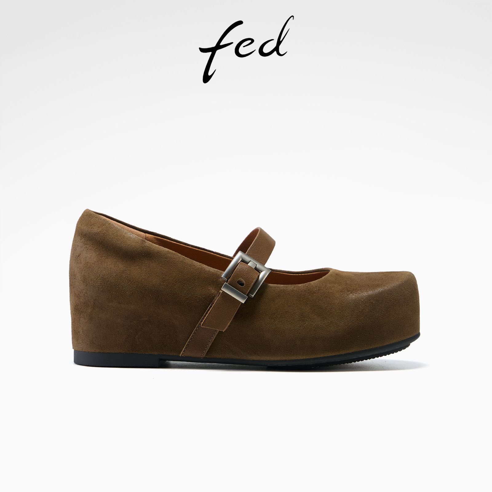 fed山雾踏尘玛丽珍鞋女春季新款女鞋坡跟单鞋厚底小皮鞋女款YA0