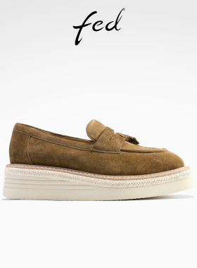 fed厚底乐福鞋秋季新款女鞋一脚蹬渔夫鞋简约袋鼠鞋女S0905-YA011