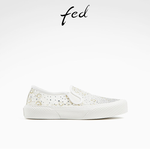 网面透气运动休闲鞋女一脚蹬板鞋