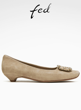 fed法式浅口单鞋春季新款女鞋时尚水钻方扣单鞋女款S0105-YAB223