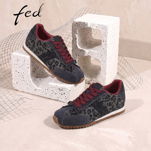fed黑糖豹纹增高休闲鞋女款