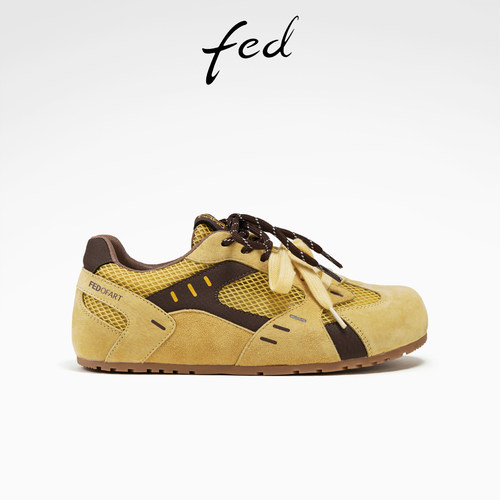 fed时尚厚底鞋夏季新款女鞋黄色德训鞋透气阿甘鞋女款S0416-ZC617