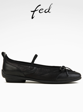 fed黑色芭蕾舞鞋春季新款女鞋一脚蹬玛丽珍鞋浅口单鞋S0312-ZC787