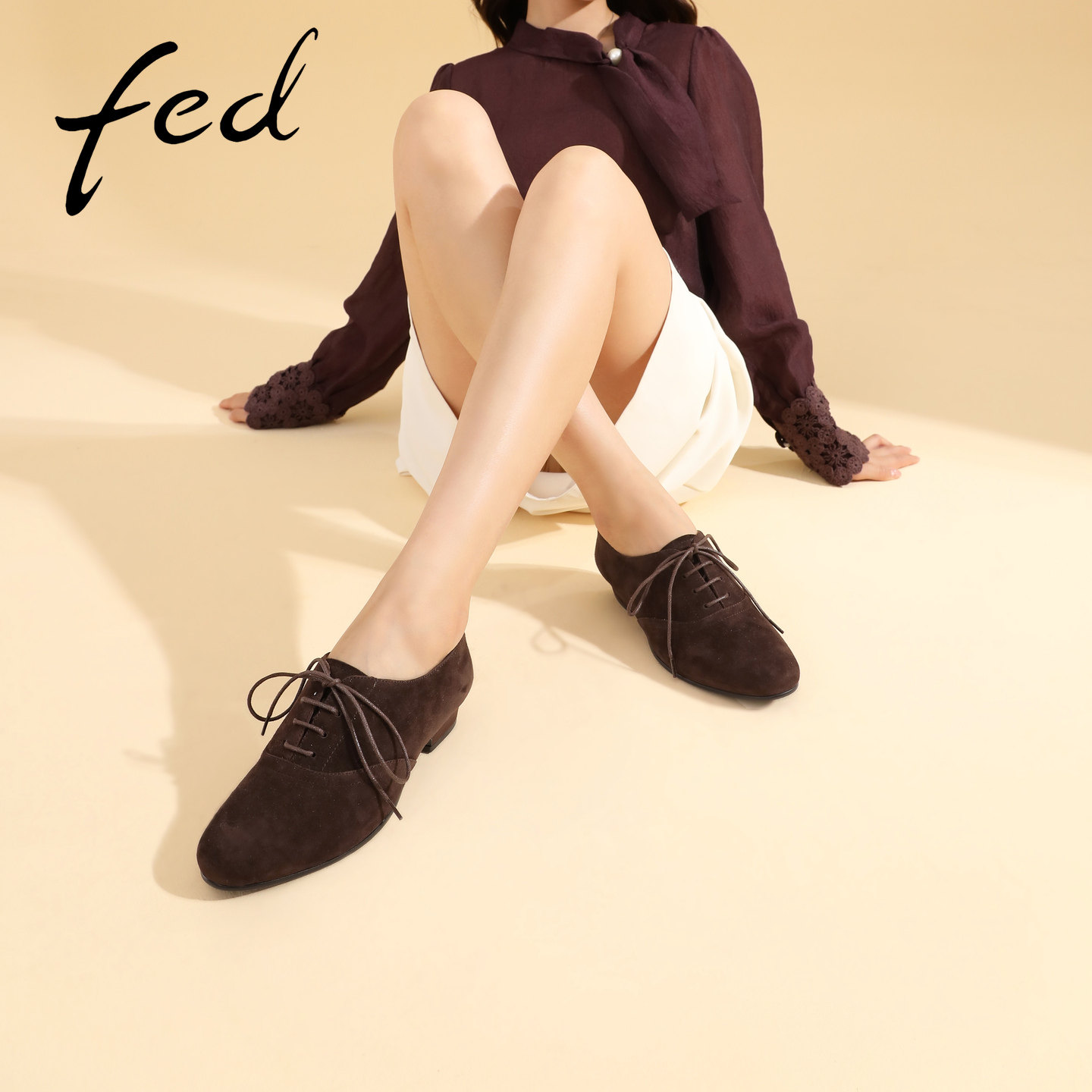fed复古牛津鞋女秋新款女鞋粗跟