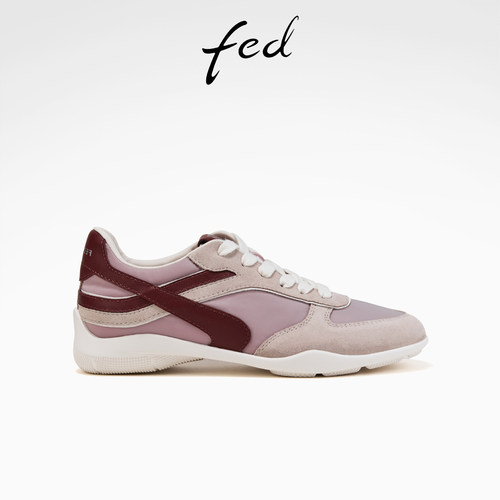fed真皮休闲鞋春季新款女鞋拼色德训鞋运动跑步鞋女S0205-YAB353