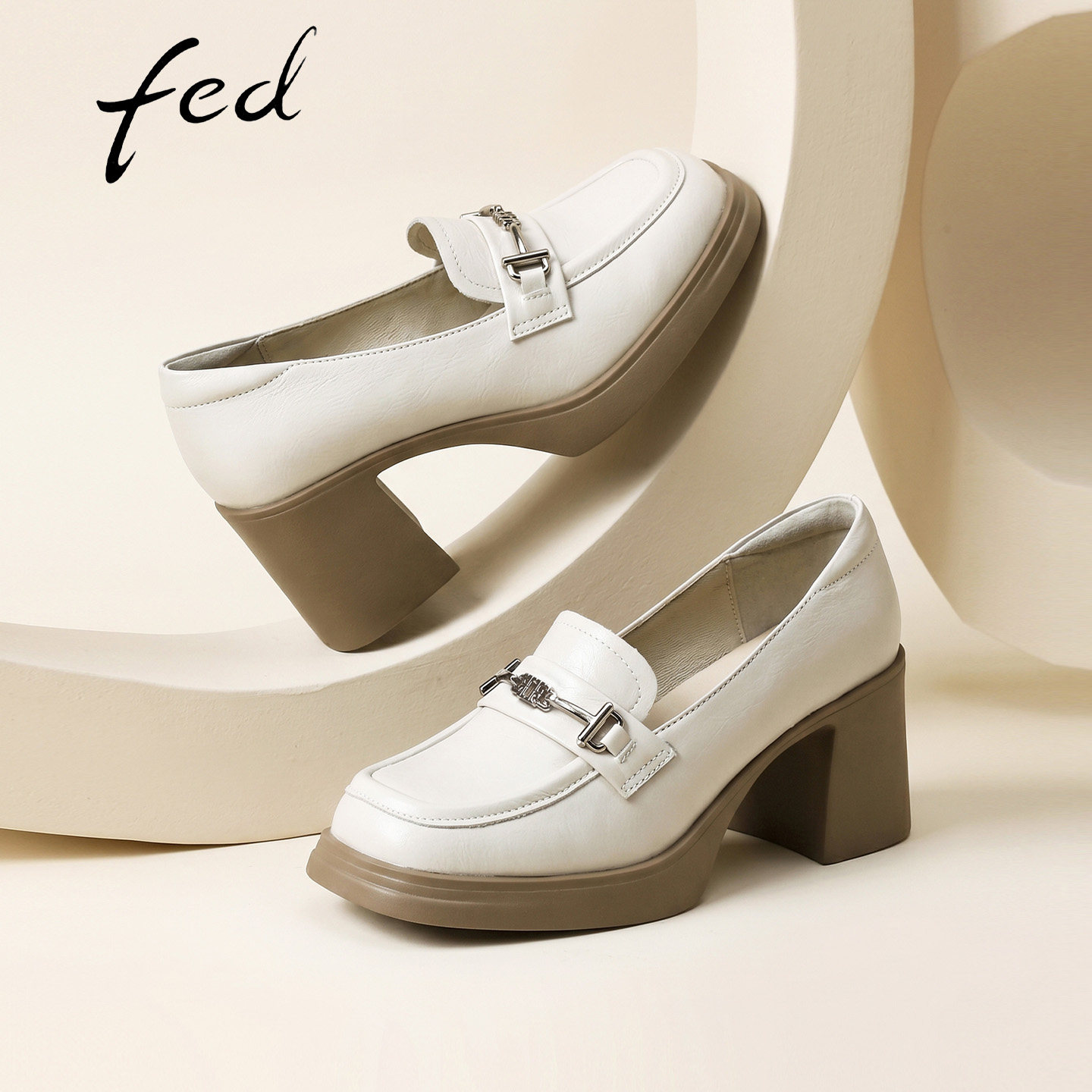 fed高跟一脚蹬乐福鞋女夏季新款