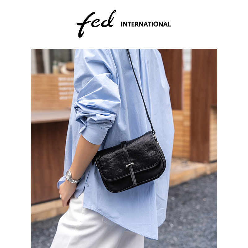 fed植鞣皮头层牛皮真皮女包小方包斜挎包单肩包手机包包BFA92