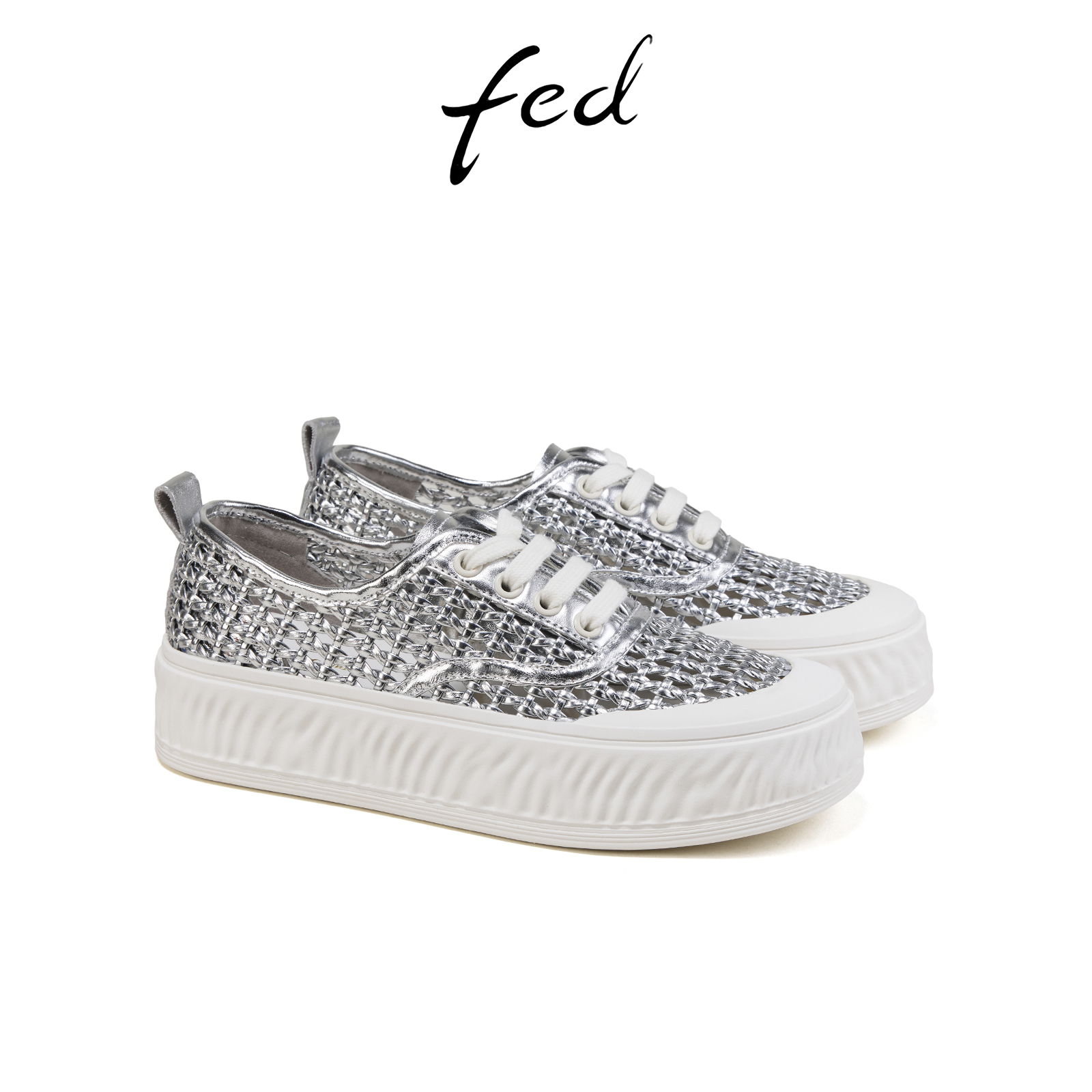 fed银色休闲鞋夏季新款女鞋厚底增高鞋透气板鞋女款S0512-ZCA611