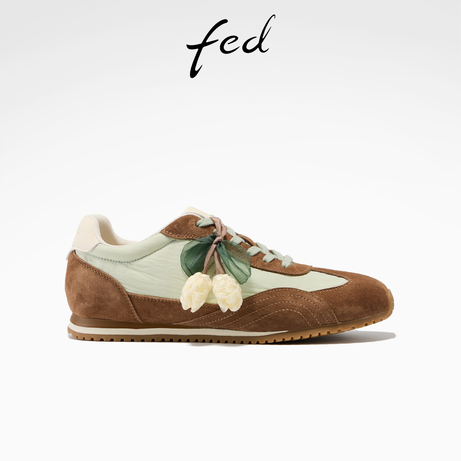 fed厚底德训鞋女春季新款女鞋绿迹花语休闲鞋复古阿甘鞋女款YA006