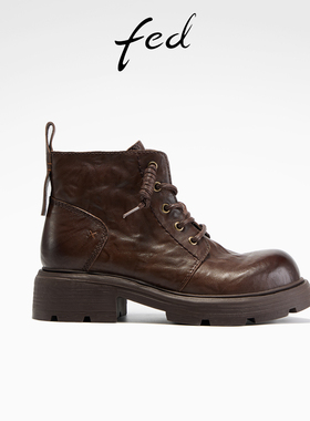 fed英伦风短靴冬季新款女靴粗跟马丁靴厚底时装靴女S1201-ZCA703