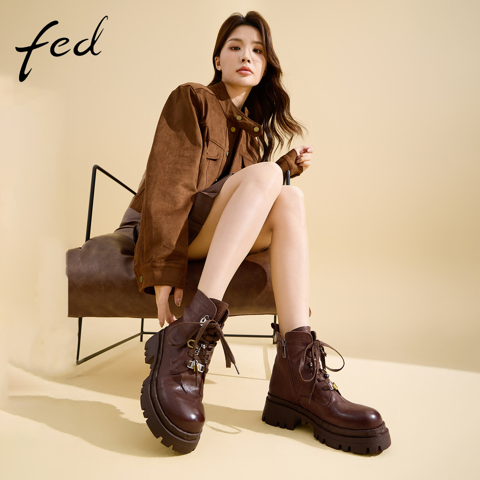 fed英伦风马丁靴女秋季新款女靴