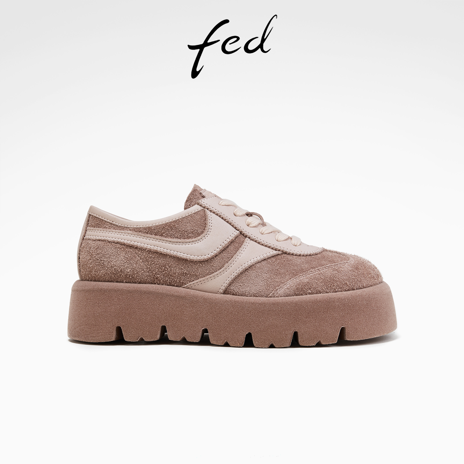 fed复古德训鞋春季新款女鞋厚底休闲鞋丝绒运动鞋女S0205-YAB709