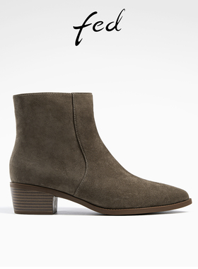 fed高级感小短靴冬季新款靴子粗跟时装靴瘦瘦靴女款R1004-ZFA902