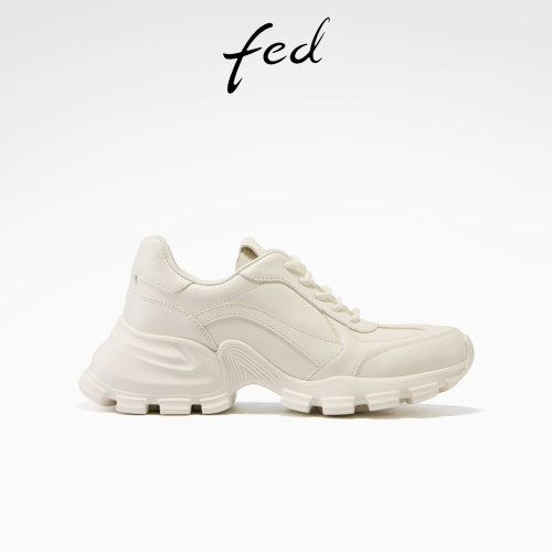 fed厚底增高鞋女春季新款女鞋雪履初行休闲鞋真皮老爹鞋女款YA639