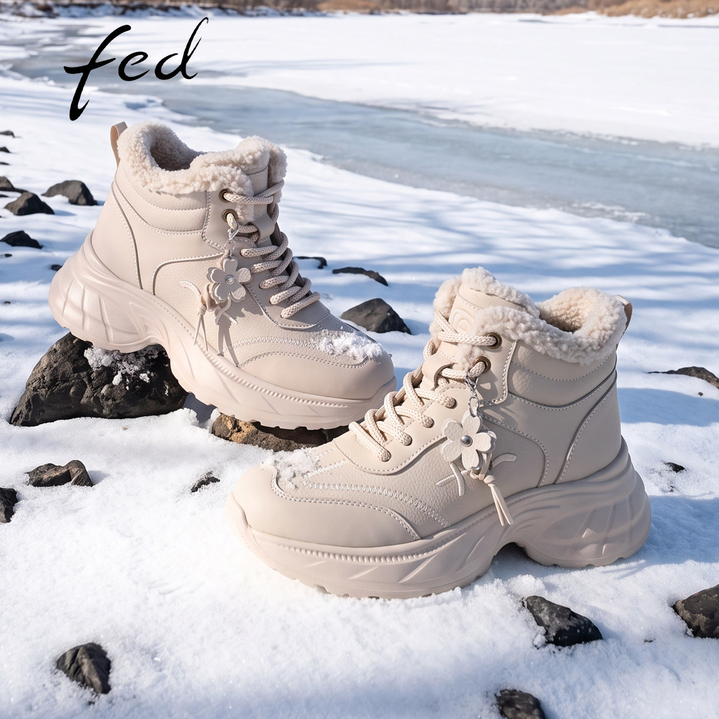 fed小个子增高厚底雪地马丁靴
