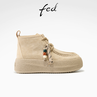 冬季 S1201 新款 短靴绒面马丁靴女款 YAB203 女靴时尚 fed厚底袋鼠鞋