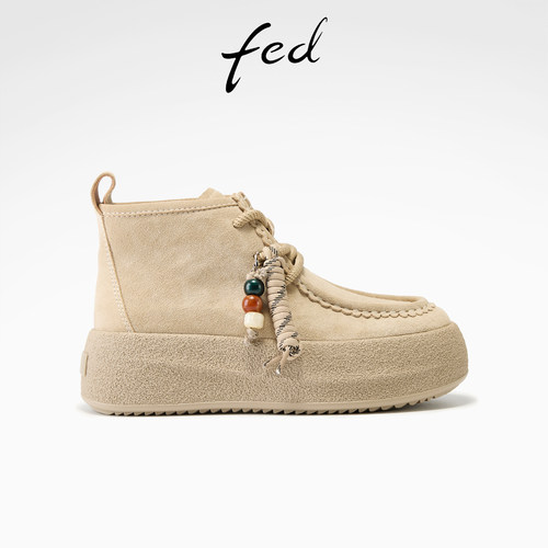 fed厚底袋鼠鞋冬季新款女靴时尚短靴绒面马丁靴女款S1201-YAB203