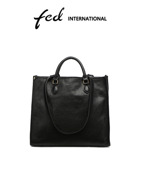 fed头层牛皮植鞣皮真皮大容量托特包水桶包单肩手提包女包BFA8969