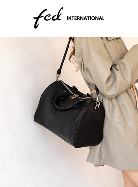 fed植鞣皮头层牛皮真皮斜垮单肩波士顿包雅丹风枕头包BFA9474