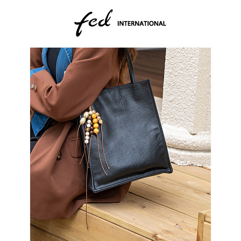 fed头层牛皮托特包大容量腋下包上班通勤包软皮单肩真皮BFA9401