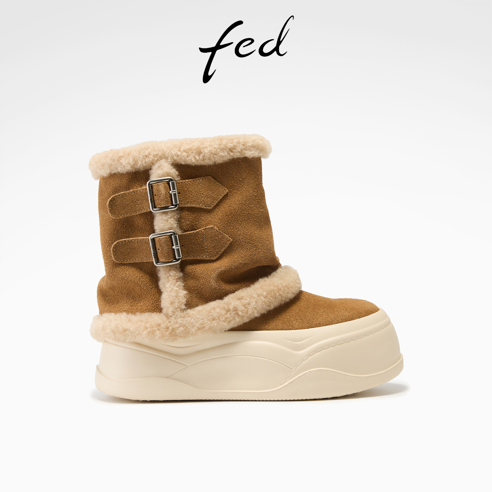 fed复古雪地靴冬季新款女靴厚底短靴加厚毛毛棉靴女S1118-ZCA732