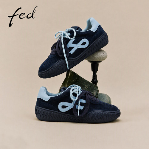 fed厚底德训鞋女款复古撞色百搭