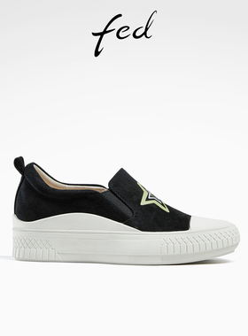 fed厚底增高休闲鞋秋季新款女鞋一脚蹬板鞋松糕鞋女R0731-YAB267
