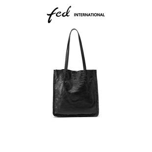 fed复古手工植鞣皮头层牛皮包大容量托特包单肩斜挎女士包BFA9462