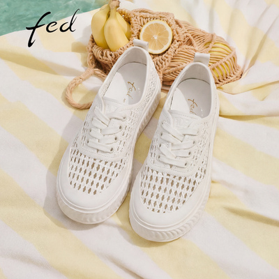 fed镂空休闲鞋女夏季新款女鞋厚底小白鞋增高板鞋女款S0512-ZC611