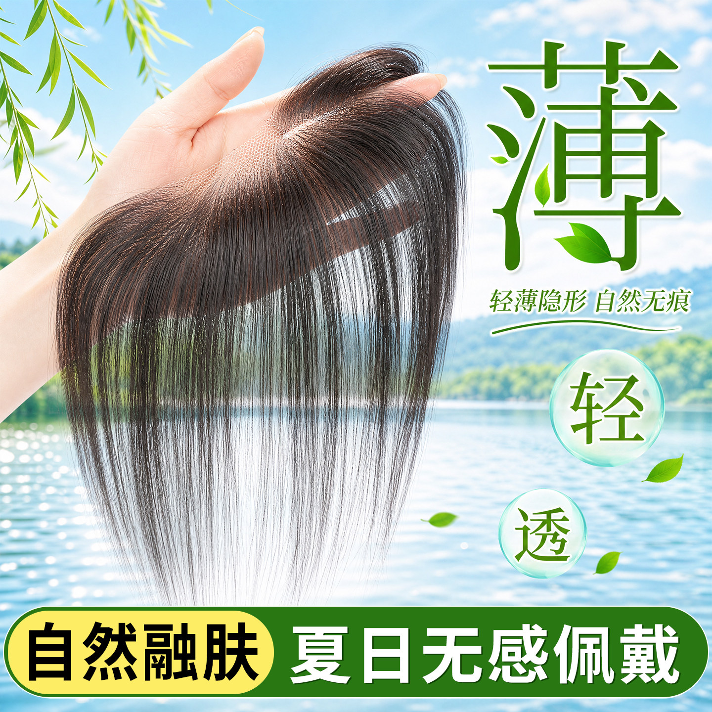 假刘海增发遮白发蓬松高颅顶假发