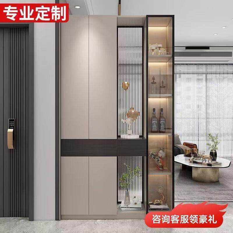 入户玄关柜客厅玻璃屏风隔断客厅遮挡柜现代简约进门玄关鞋柜