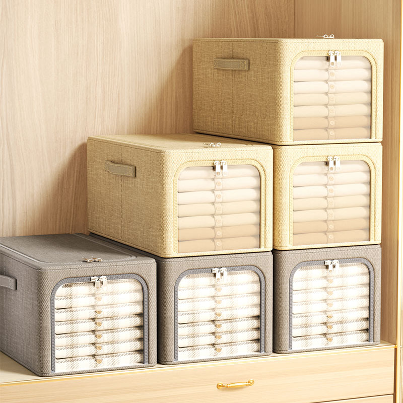 棉麻加深衣服百纳箱家用衣柜衣橱玩具储物箱便携式可折叠收纳箱