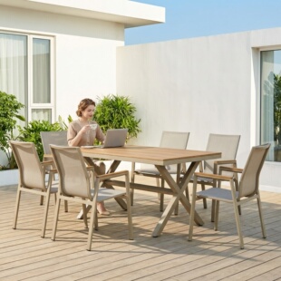 户外家具铝合金餐桌椅靠背椅孑咖啡喝茶桌椅组合别墅庭院露天椅