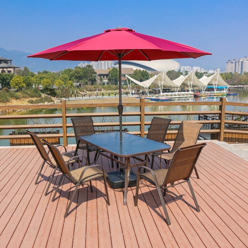 户外室外露天阳台庭院桌椅组合带遮阳伞休闲摆摊轻奢咖啡家用花园