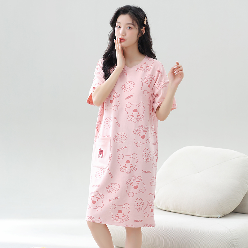 2025新款带胸垫睡衣女纯棉家居服