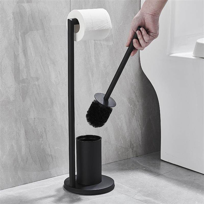 子马桶刷架带厕纸架不锈钢式站立纸巾架卫生间马桶刷落地式