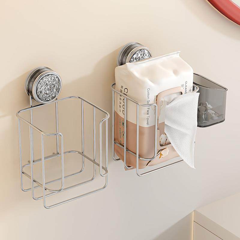 吸盘纸巾收纳盒纸巾盒免壁挂式架厕纸盒厕所厨房纸巾打孔卫生纸架