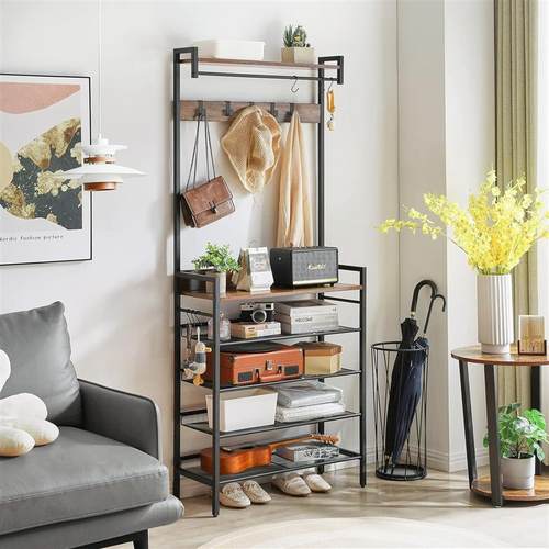 衣帽架钢鞋架收纳架简约鞋子家用客厅木结构储物架置物架