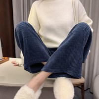 网红孕妇裤子外穿冬季加绒加厚宽松孕晚期长裤阔脚灯芯绒秋冬潮妈