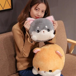 超萌可爱趴姿鼠兔猫咪柴犬公仔毛绒玩具少女心丑萌抱枕小老鼠玩偶
