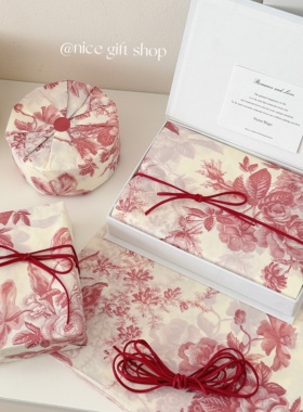 红色牡丹~高级感复古花卉雪梨纸新年情人节礼物包装纸打包装饰纸