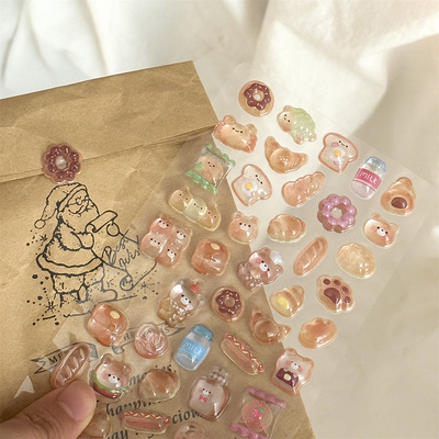 ins风3D浮雕趣味贴纸可爱小动物礼物diy装饰相机手机壳滴胶水晶贴