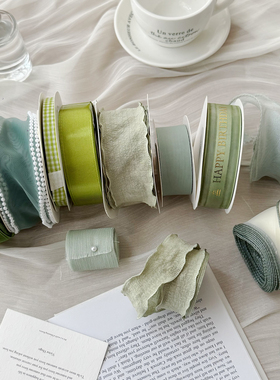 Nice gift绿色系列温柔鱼尾纱礼物装饰绑带鲜花花艺蝴蝶结丝带ins