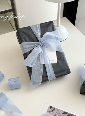 Nice Gift~ins高级感黑色礼物包装纸套餐材料蓝色闪光丝带送男友