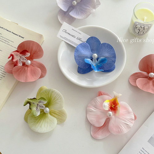 Nice gift蝴蝶兰夹子彩色礼物包装装饰夹花卉边夹发夹拍照道具ins