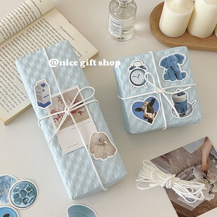 ins风蓝色系礼物包装 纸高级感加厚立体压纹纸节日diy礼物花束材料