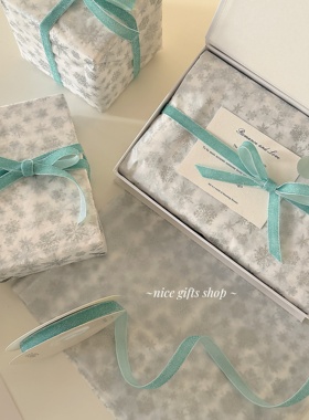 冬日银色雪花礼品纸ins风圣诞新年礼物打包雪梨纸手作装饰内衬纸