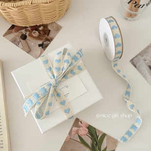 ins浪漫爱心刺绣丝带节日礼物装 饰布艺织带DIY辅料蛋糕打包绳多色