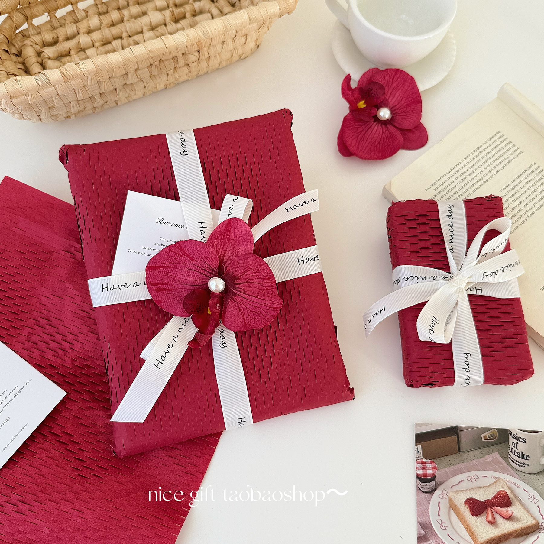 红色蜂窝纸浪漫喜庆礼物包装纸婚礼伴手礼装饰纸包装相框ins花艺