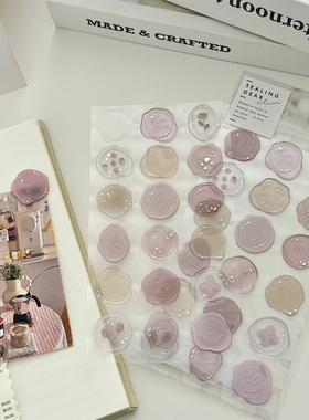 Nice gift 仿火漆印章贴纸 果冻感立体玫瑰封口贴信封手账DIY贴纸